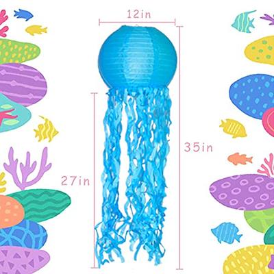 6 Pcs Jelly Fish Paper Lanterns Pink Green Blue Hanging Lantern for Mermaid  Unicorn Theme Under for Hawaiian Tropical The Sea Ocean Birthday Party  Decorations