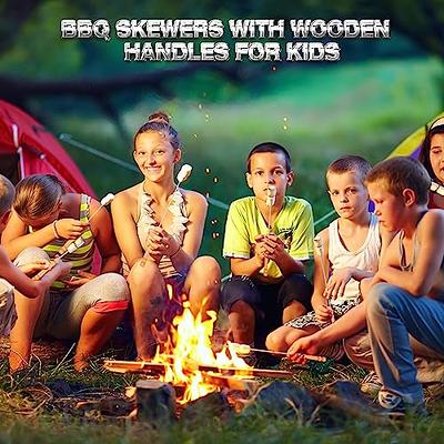 HAKSEN 12 PCS Barbecue Skewers with Wood Handle Marshmallow