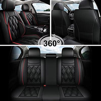 Coverado Auto Seat Covers Set Black and Red Trim, 5 Seats Car Seat Covers  Full Set, Breathable Faux Leather Universal Seat Protectors Cushions, Auto