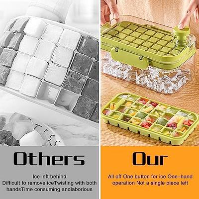 2 Pack Ice-Cube Tray With Lid And Bin Ice-Cube Trays For Freezer 64 Pcs Ice- Cube Mold (Yellow)