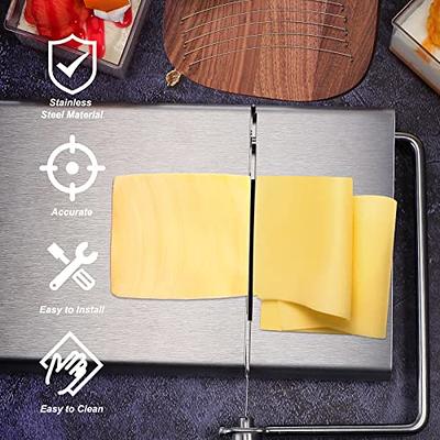  Cheese Slicer With Wire - Cheese Slicers for Block Cheese Incl.  8 Extra Wires with Accurate Size Scale On Cheese Slicer Board for Prices  Cuts - Ideal Cheese Cutter with Wire