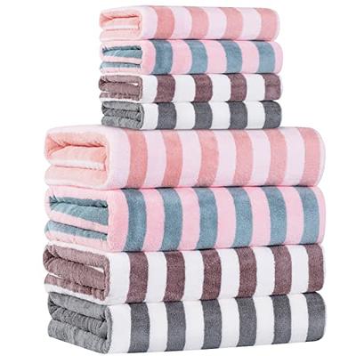 Soft Rainbow Color 3PC Bath Towels, Bath Towel with Hair Towel Set