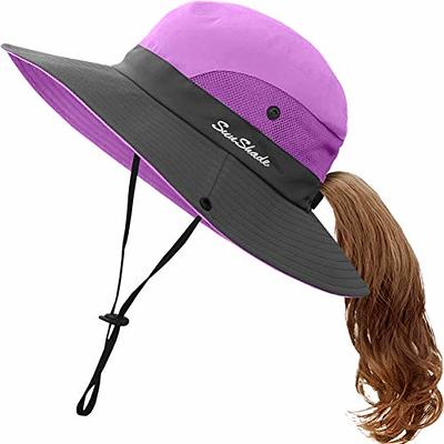 Kids UV Sun Hat with Ponytail Hole UPF 50 Bucket Cap for Girls Summer Beach  ＆ Fishing (M:5-12T(Head circumferences 20.6-21.8), Purple) - Yahoo  Shopping