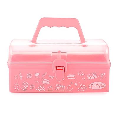 SGHUO 3-Tier Pink Craft Storage Container Box, Stackable Organizer Box with  Dividers for Art Supplies