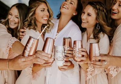 6oz Champagne Flutes Personalized Bridesmaid Wine Tumbler Bridal