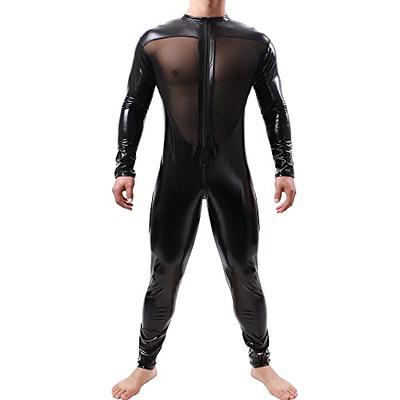 QiaTi Mens Latex Transparent Bodysuit Mens Full Body Leotard Long Sleeves  Unitard Faux Leather Bodysuit - Yahoo Shopping