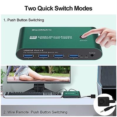 DP KVM Switch Dual Display Switcher Cable Displayport 1.4 Extended Display  2 PC Or Laptop Share