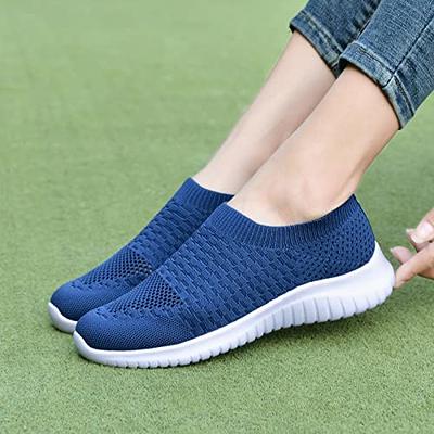 TIOSEBON Women's Walking Sock Shoes Elastic Knit Lightweight Slip on Yoga  Sneakers 5 US Lake Blue - Yahoo Shopping