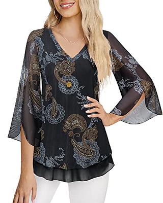 Timeson Womens Tops 3/4 Sleeve Loose Fit,Womens Tunic Tops Dressy