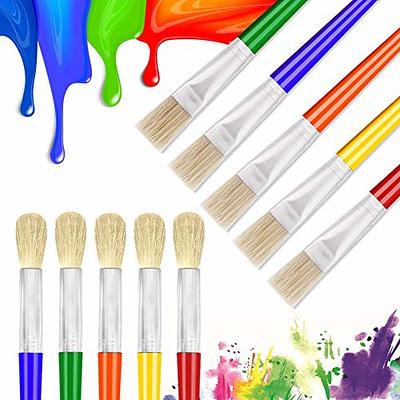 Toddler Paint Brushes 24 Pack, Hog Bristle Round and Flat Preschool Paint Brushes for Washable Paint Acrylic Paint, Size: Large