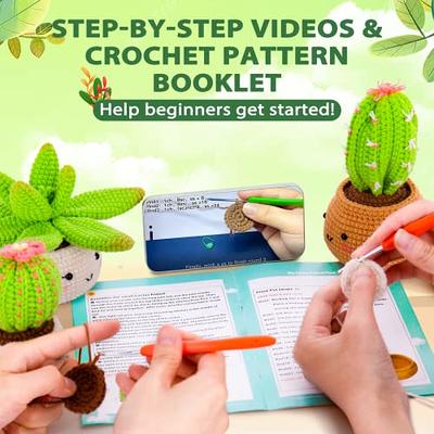 Cactus Plant Crochet Starter Kit, Green Crochet Kit for Beginners, Adults  Kids