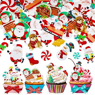 600 Pieces Christmas Cupcake Wrappers 6 Style Christmas Party Cupcake  Liners Toppers Muffin Cups Cupcake Holders Xmas Paper Baking Cups for Cake  Candy