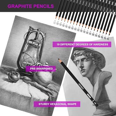 Heshengping, Sketching and Drawing Pencils Set-26pcs,Art Supplies Drawing  Kit,Graphite Charcoal Professional Pencils Set, Adults Beginners Artist