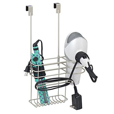 mDesign Metal Storage Organizer Basket with 6 Hooks Wall Mount Black