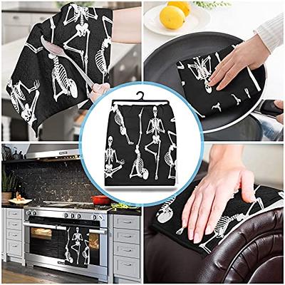  Fall Black Kitchen Towels Set of 4, Black Dish Towels