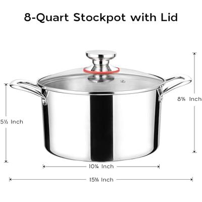 Stockpot 8 quart stock pot stainless stock pot with lid stainless steel stock  pot cooking pot induction stock pot - Yahoo Shopping