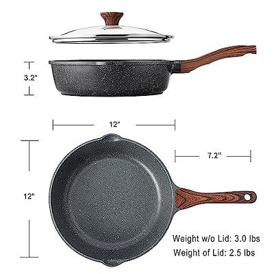 SENSARTE 12 Inch Nonstick Deep Frying Pan,5Qt Non Stick Saute Pan