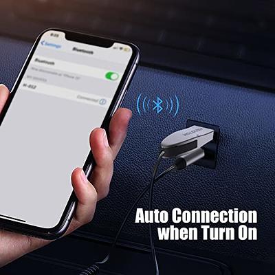 Aux to Bluetooth Receiver for Car - SOOMFON Bluetooth 5.1 Adapter 3.5 mm  Bluetooth Adapter for Car with Built-in Microphone for Hands-Free Car Kits