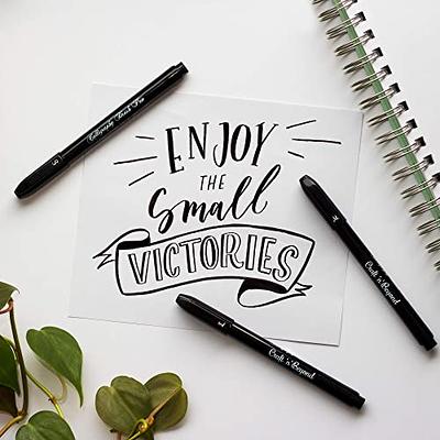 6pcs Calligraphy Pens set for Beginners,Hand Lettering Pen,4 Size  Refillable Brush&Fine Tip Black Markers for Kids,Writing