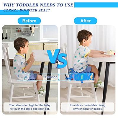 Toddler Booster Seat for Dining Table,4 Inches Washable Double Safer Straps  Non-Slip Bottom Booster Seat Dining for Kids, Portable Travel High Density