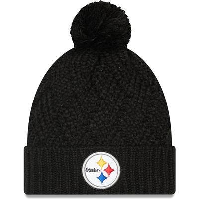 Pittsburgh Steelers New Era 2023 Black Sideline Cuffed Knit Hat with Pom