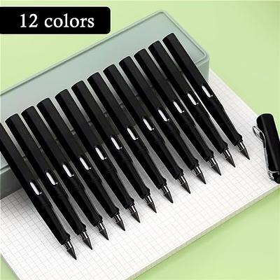 12 Pcs Forever Pencil with Eraser Colored Art Pencil Inkless Pencil with  Clips, Long Lasting Writing Black Technology Endless Writing Pencil for  Kids