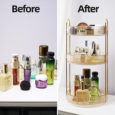 2-Tier Amber & Clear Acrylic Bathroom Storage Rack Makeup Cosmetic