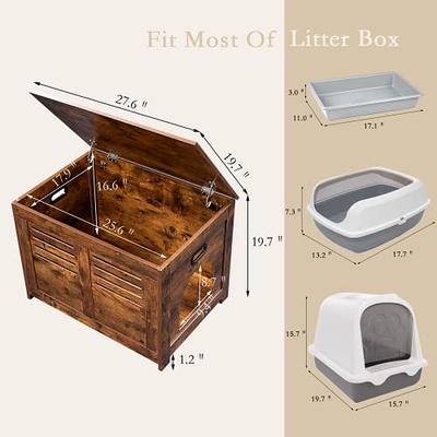  DINZI LVJ Litter Box Furniture, Flip Top Hidden, Washroom with  Louvered Window, Entrance Can Be on Left/Right Side, Enclosed Litter House  Side Table for Most of Cat and Litter Box, Rustic