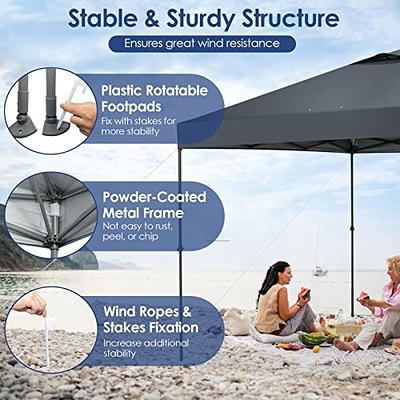 Outsunny 10' x 19' Pop Up Canopy with Easy Up Steel Frame, 3-Level Adjustable Height and Carrying Bag, Sun Shad, Party Tent for Patio, Backyard