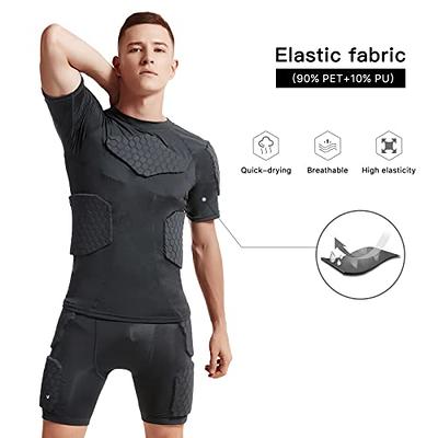 TUOY Men's Padded Compression Shirt Protective Shirt Rib Chest Protector  for Football Paintball Baseball