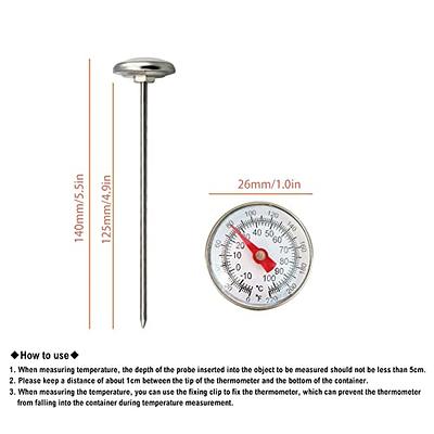 KT THERMO Deep Fry Thermometer With Instant Read,Dial Thermometer,12  Stainless Steel Stem Meat Cooking Thermometer,Best for Turkey,BBQ,Grill