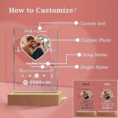 Custom Spotify Plaque, Personalized Spotify Glass Art Gift,Acrylic Music  Song Plaque Customized Photo Gifts for Best Friend Birthday Valentine's Day