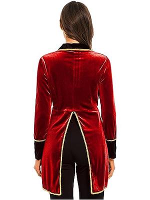 Men's Steampunk Vintage Velvet Jacket Coat Circus Ringmaster Cosplay Uniform