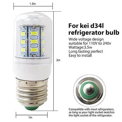 2 Pack KEI D34L Refrigerator Bulb LED Refrigerator Replace,110V-240V White  Light
