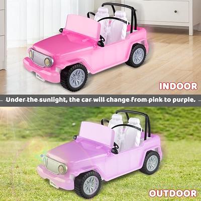 Barbie Convertible Toy Car, Bright Pink with Seatbelts and Rolling