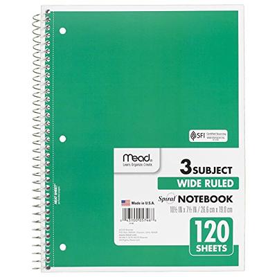 Oxford Spiral Notebook 6 Pack, 1 Subject, Wide Ruled Paper, 8 x 10-1/2  Inch, Blue, Yellow, Red, Light Blue, Green and Black, 70 Sheets (65010)