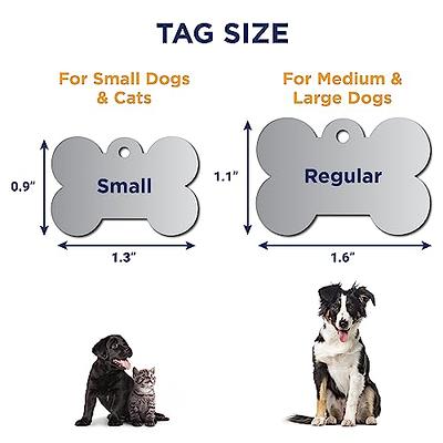 GoTags Stainless Steel Pet ID Tags Personalized Dog Tags & Cat Tags. Up to 8 Lines of Text - Engraved Front & Back. Bone Round