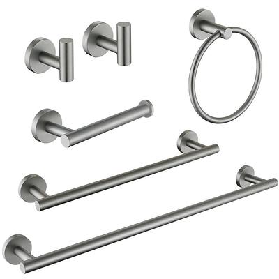 Dracelo 4-Piece Bath Hardware Set with Towel Ring Toilet Paper Holder Robe Hook and 18 or 24 in. Towel Bar in Brushed Nickel