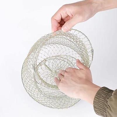 Metal Wire Keeper Net Live Bait Basket Cage Collapsible Fish