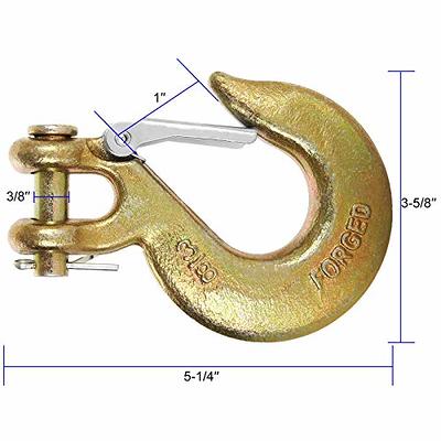 5/16 Inch Swivel Lifting Hoisting Chain Hooks 304 Stainless Steel Clevis  Slip Hook with Safety Latch for Rigging Towing Winch ATV Trailer