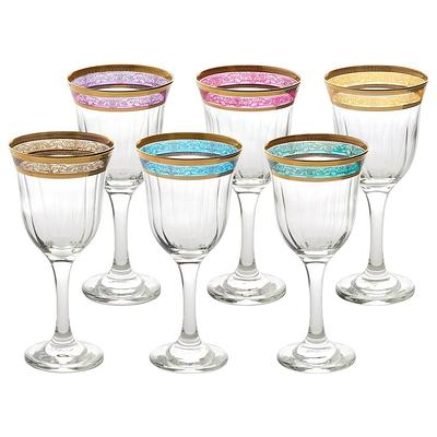 Jeanne Fitz Set of 2 Slant Collection Red Wine Glasses ,Gold