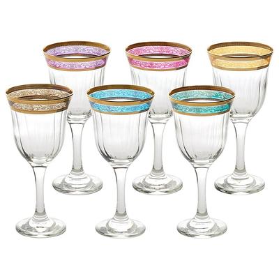 JoyJolt Windsor Collection European Crystal Red Wine Glasses with Gold Rim,  Set of 2 