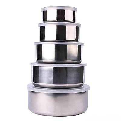 5pcs Mixing Bowls with Airtight Lids Set, Stainless Steel Metal