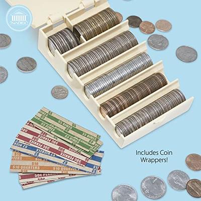 ljhnba Plastic Coin Holder Coin Storage Box 5 Compartments For Car