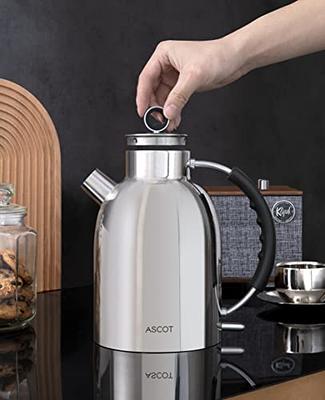 Electric Kettle ASCOT, Tea Kettle Hot Water Kettle Stainless Steel Kettle  1.6L 1500W Retro Tea Heater & Boiling Water, Auto Shut-Off and Boil-Dry  Protection(Polished Silver) - Yahoo Shopping
