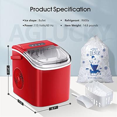 AGLUCKY Ice Makers Countertop, Self-Cleaning, 26Lbs/24H, 9 Ice