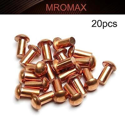 MroMax 10Pcs M6 Round Head Copper Solid Rivets Fastener 0.24 Dia