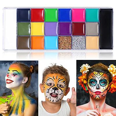 UCANBE 20 Colors Body Face Paint Palette for Adults Kids - Large Pan Black  White Non Toxic Oil Art Camouflage Halloween Cosplay SFX Makeup Painting  Kit (02) - Yahoo Shopping