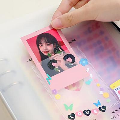 Photocard Binder Kpop Photocard Holder Book,200 Pockets Portable Photo  Album,Shiny Clear Binder Cover Refillable Notebook for Mini Instax,Business