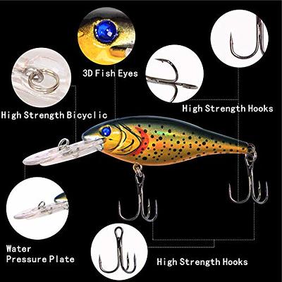14 Swimbait Hard Bait Minnow VIB Lure with Treble Hook Life-Like Bait 3D  Eyes Topwater Popper Crankbait Vibe Sinking Lure for Bass Trout Walleye  Perch
